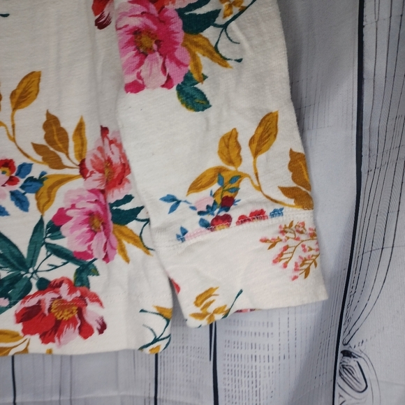 LOFT 100% Cotton Women's Floral Print Top - Cream and Pink Size S - Picture 2 of 16